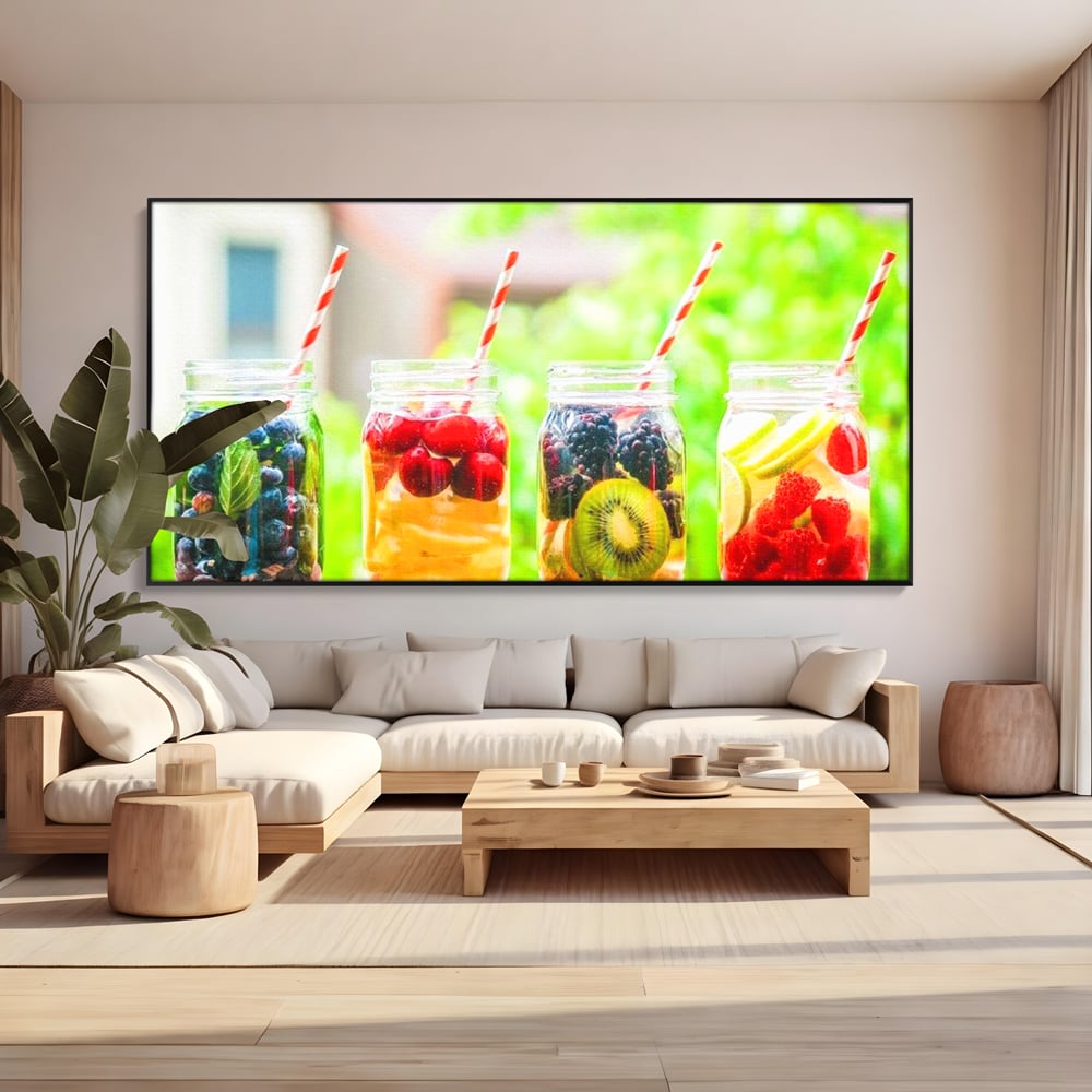 Tablou Canvas Patru Borcane cu Limonada de Fructe, Rosu si Galben, N1013
